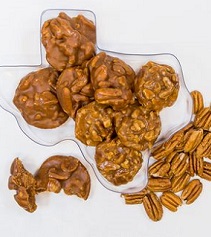 8 PECAN PRALINES IN A TEXAS SHAPE CONTAINER